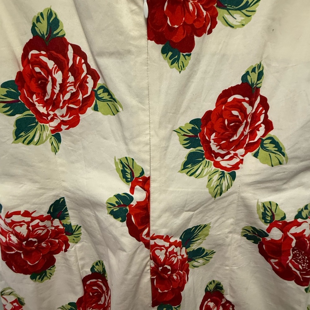 TOMMY HILFIGER WOMEN'S RED & WHITE COTTON FLORAL SUN DRESS SIZE 12 - Picture 9 of 13